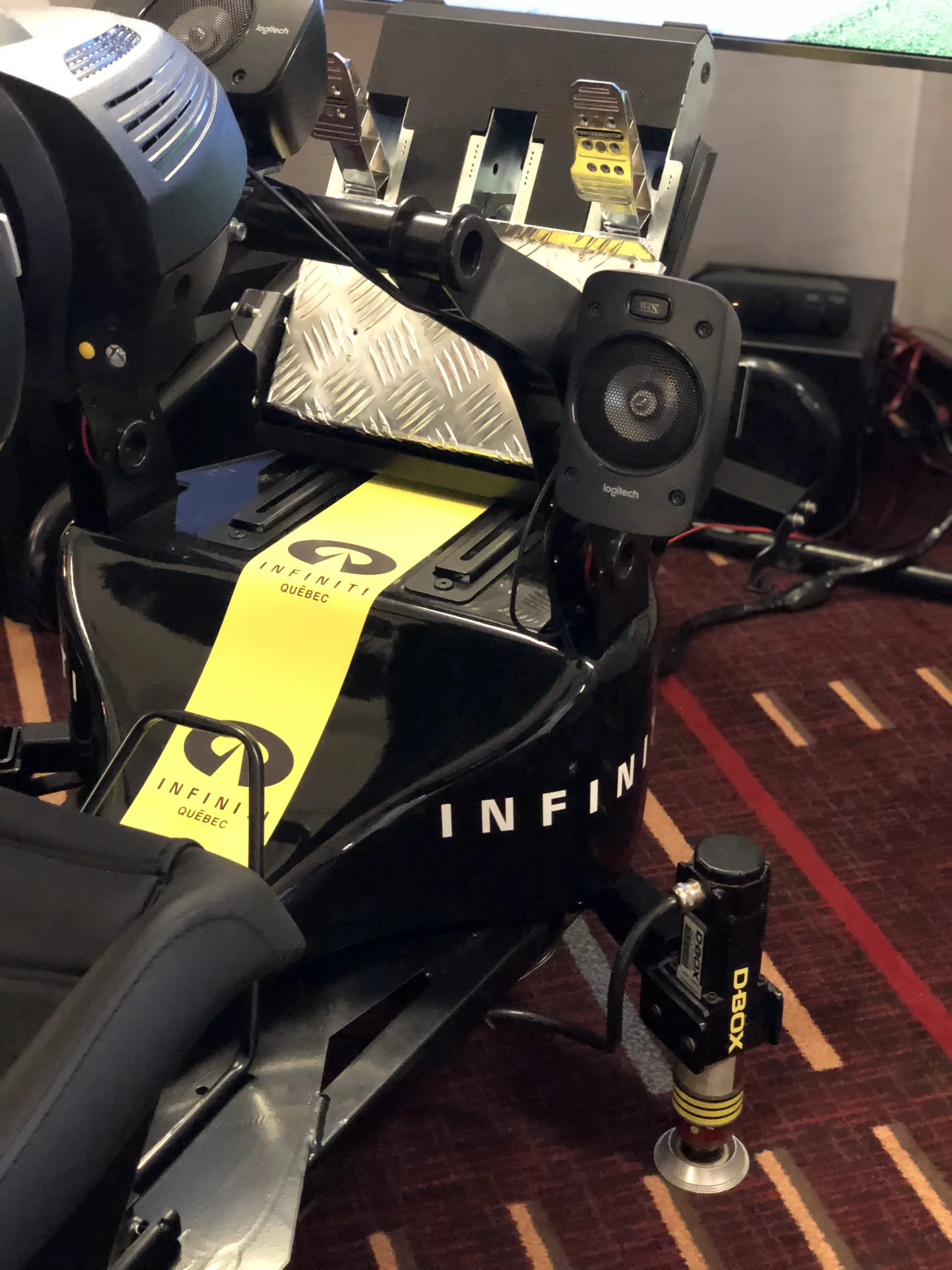 Infiniti-branded racing simulator setup in Quebec