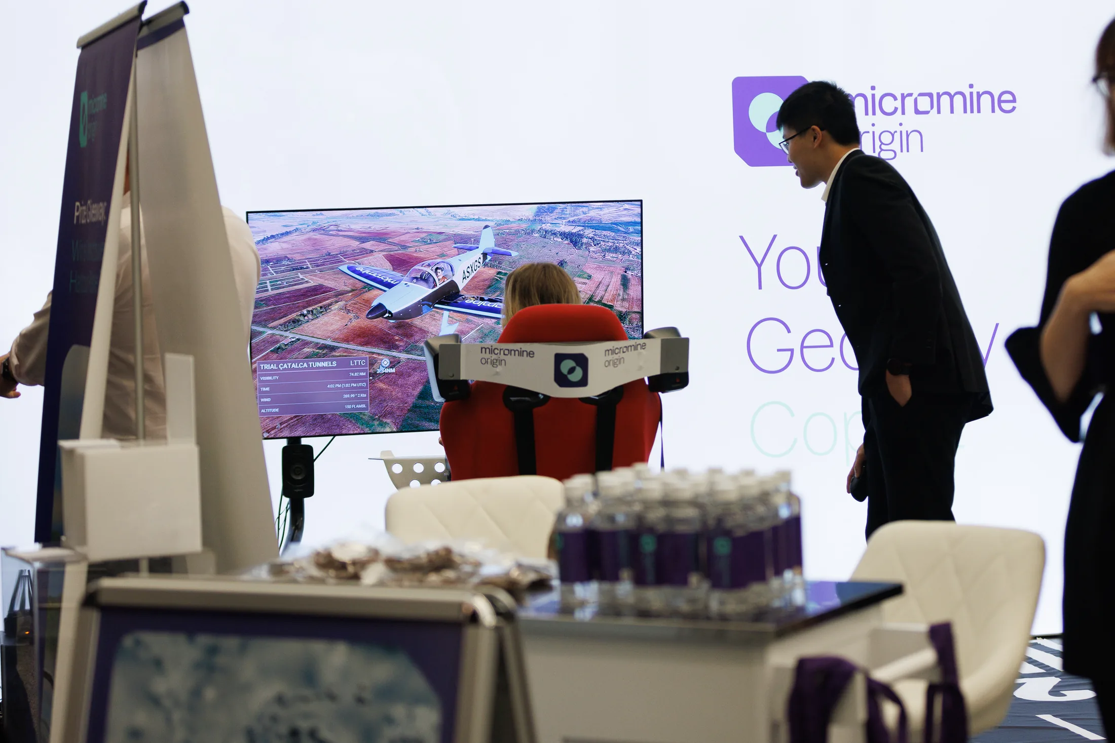 Micromine flight simulator at AME Roundup in Vancouver